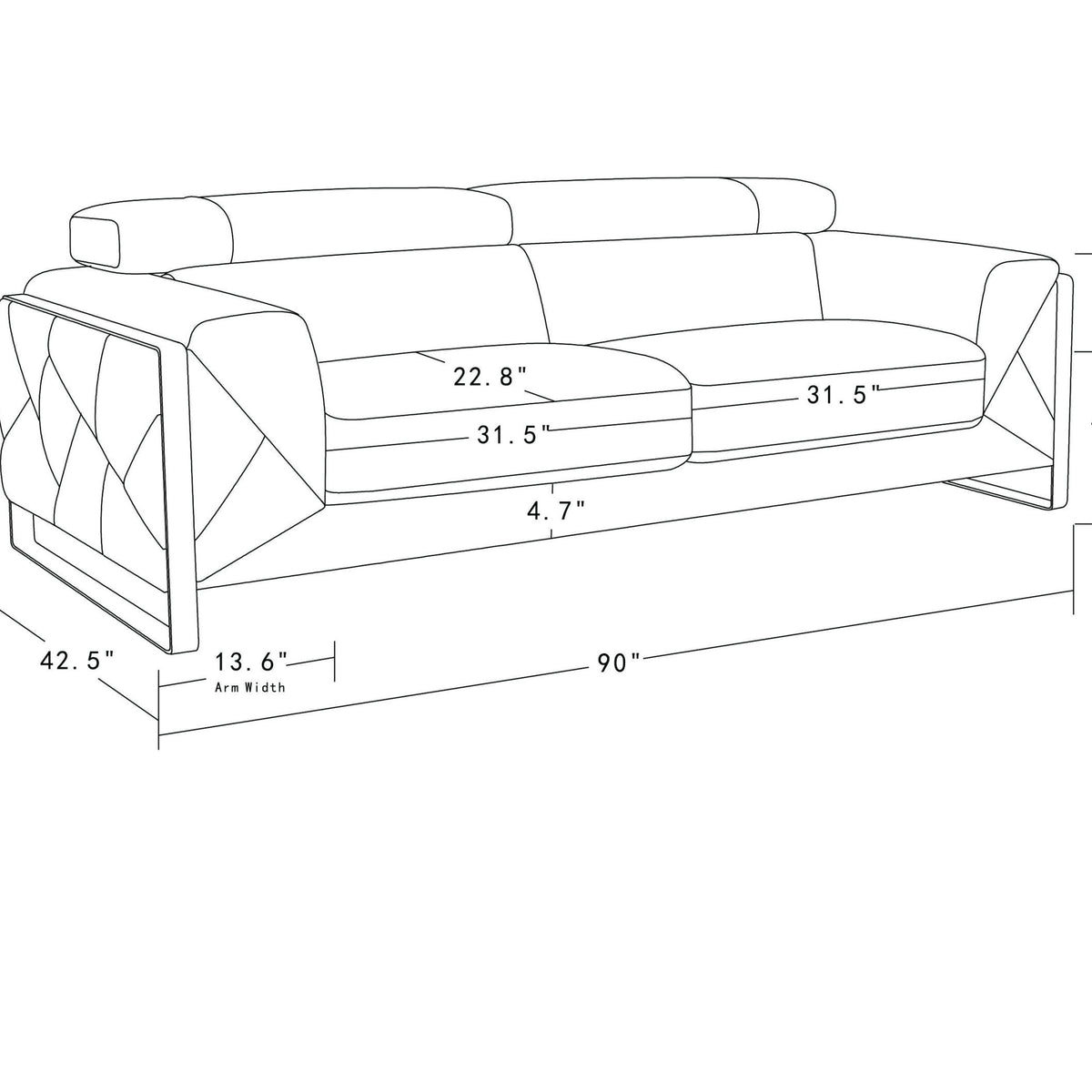 Global United Top Grain Italian Leather  Sofa