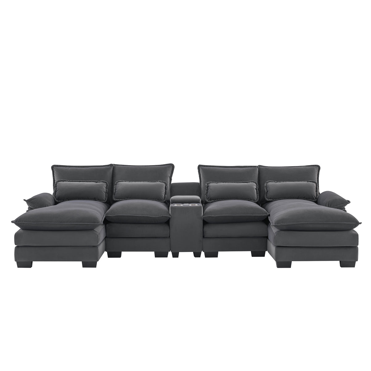 U-Shaped Sofa with Center Console