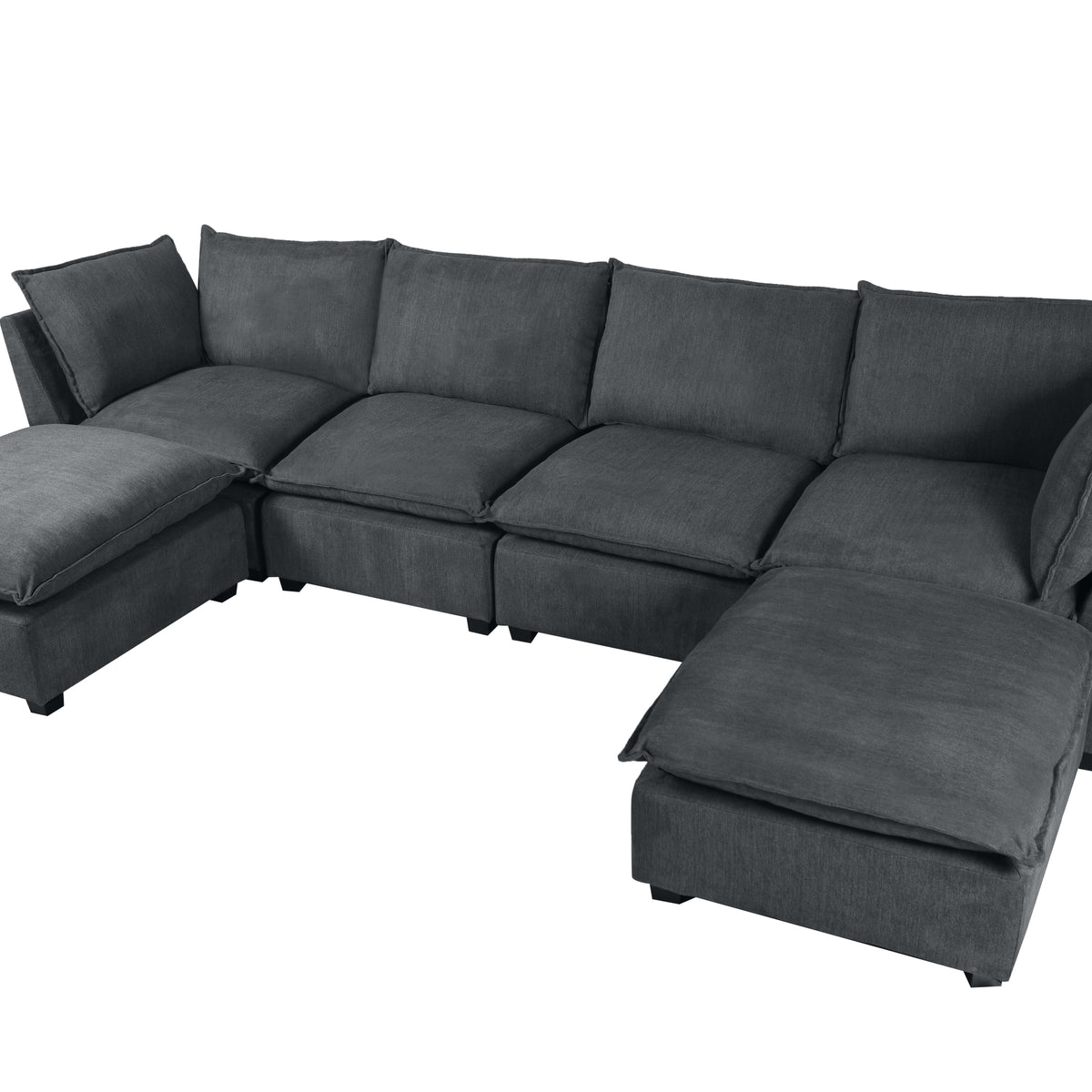 Tory Sectional Duck Down U-Shape Sofa & Ottoman