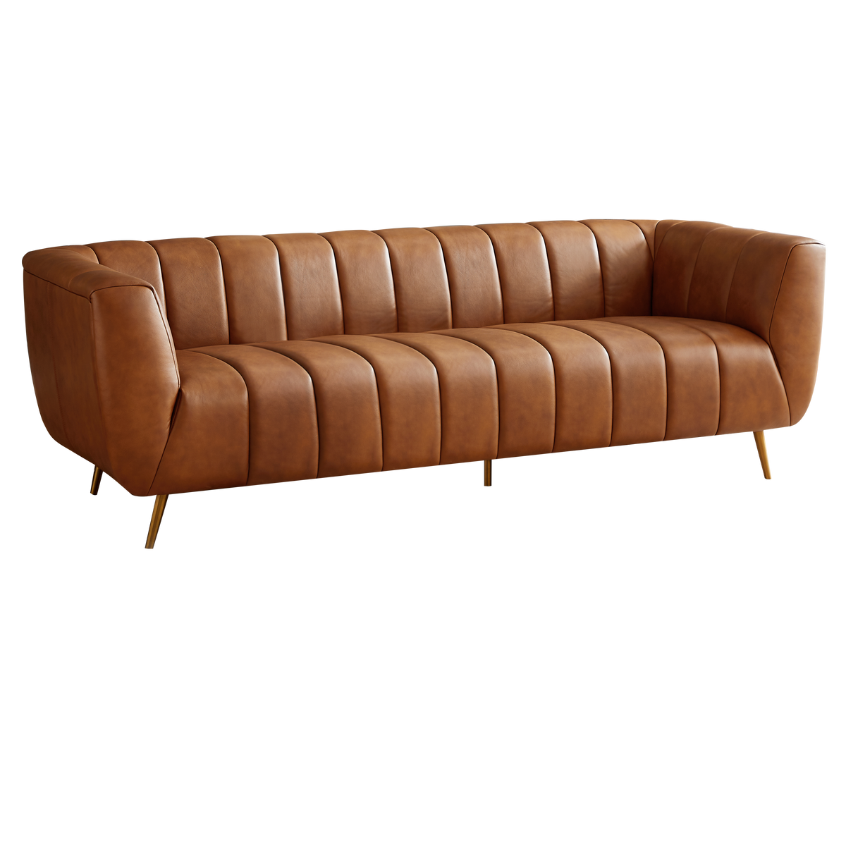 LaMattina Genuine Italian Leather Channel Tufted Sofa