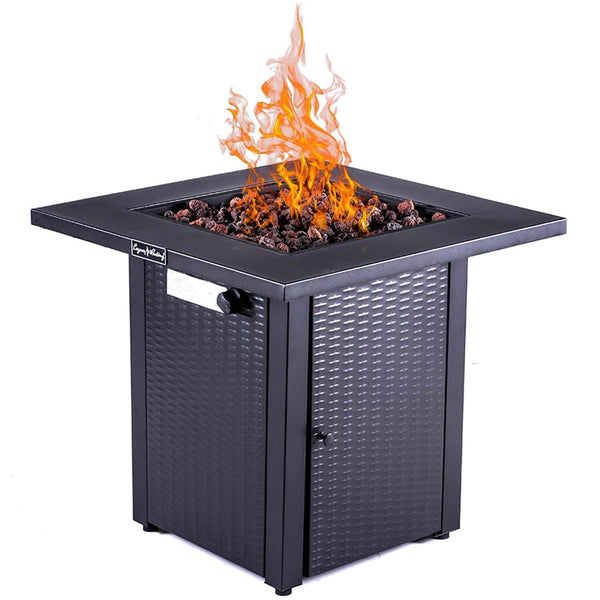 28" Black Outdoor Patio Propane Fire Pit