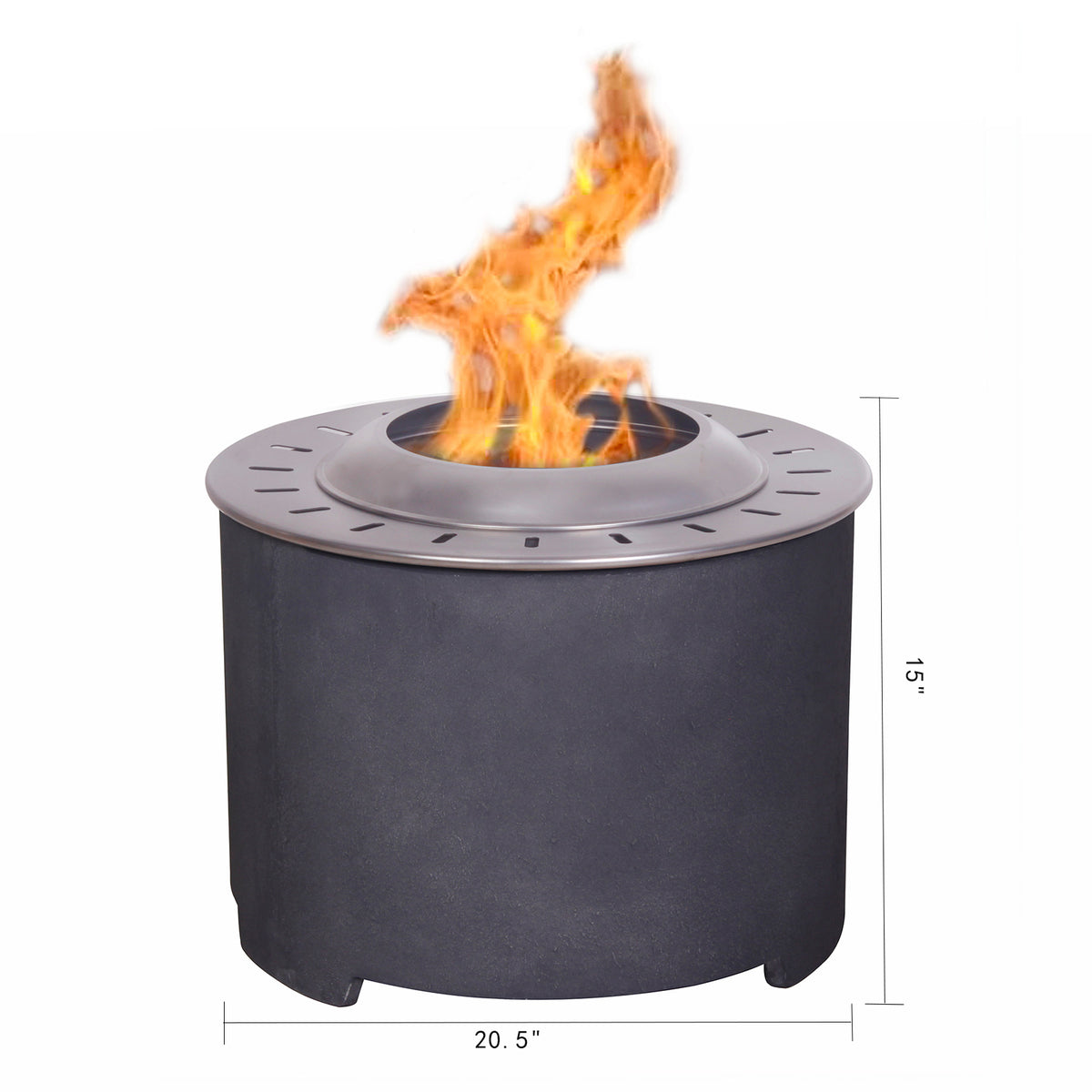 Dark Grey Faux Concrete Smokeless Fire Pit