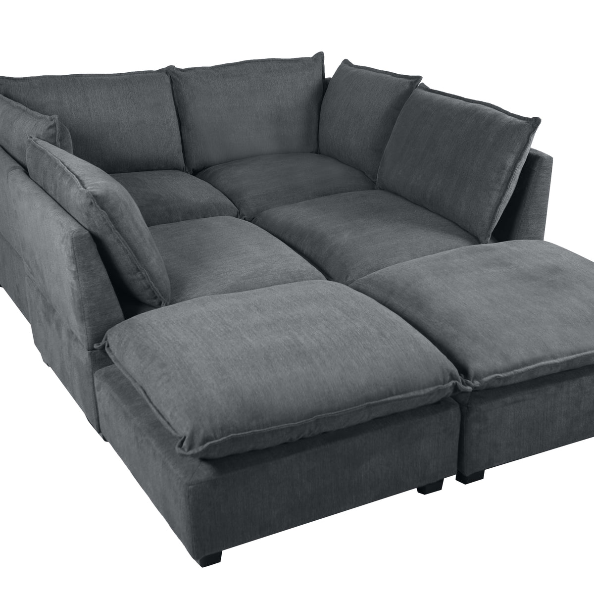 Tory Sectional Duck Down U-Shape Sofa & Ottoman