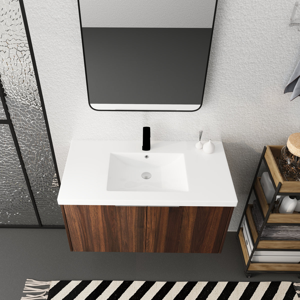 Modern Design 36 Inch Float Mounting Bathroom Vanity With Sink Soft Close Door,2 Doors-00636CAW(KD-Packing)