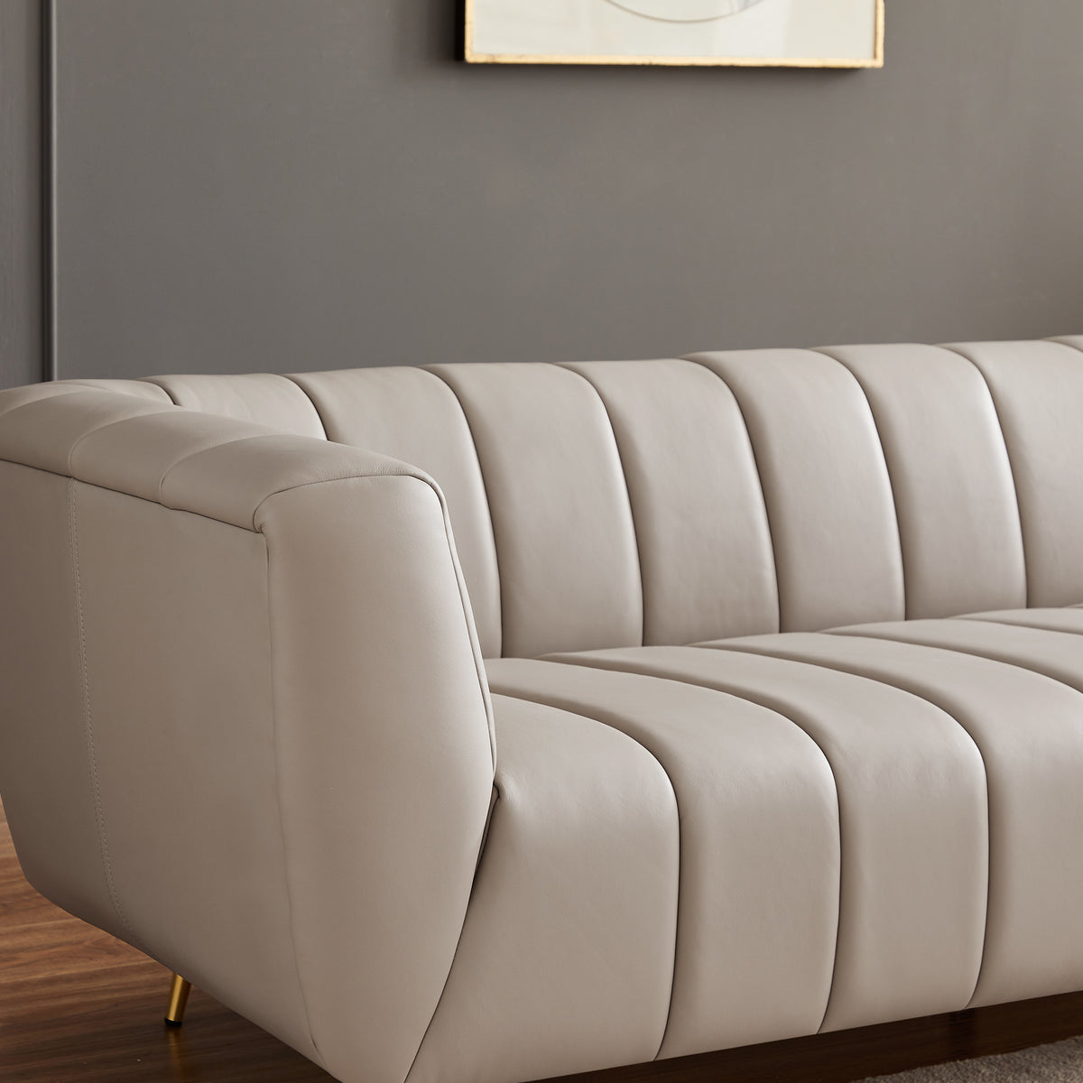 LaMattina Genuine Italian Leather Channel Tufted Sofa