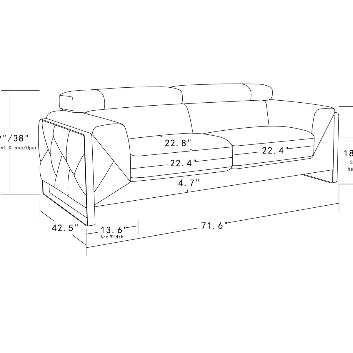 Global United Top Grain Italian Leather  Loveseat