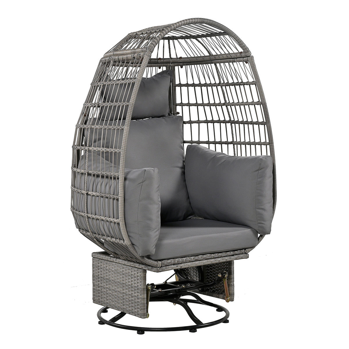 Grey Outdoor Swivel Egg Style Chair with Table