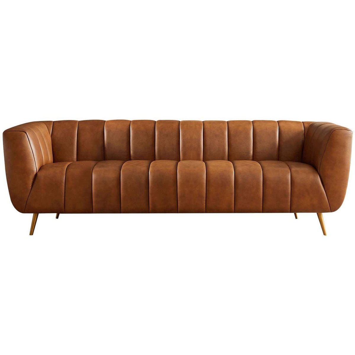 LaMattina Genuine Italian Leather Channel Tufted Sofa