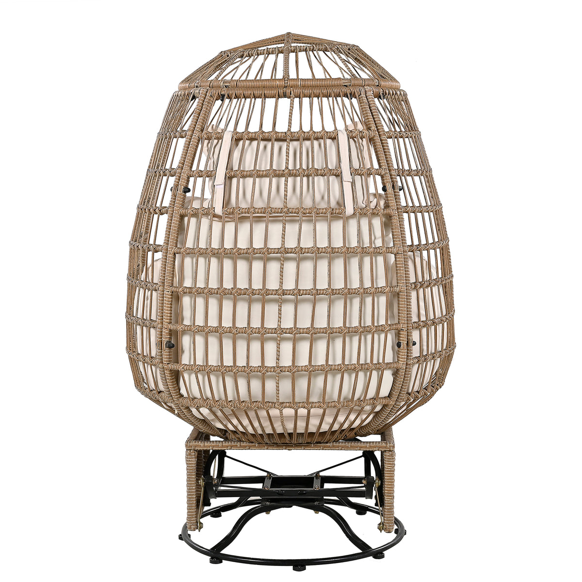 Natural Color Wicker Swivel Egg Chair with Cushions