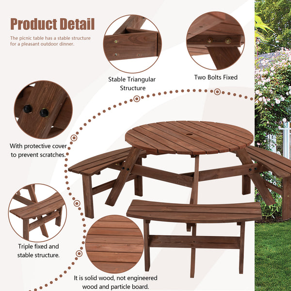 Wooden Picnic Table Circular