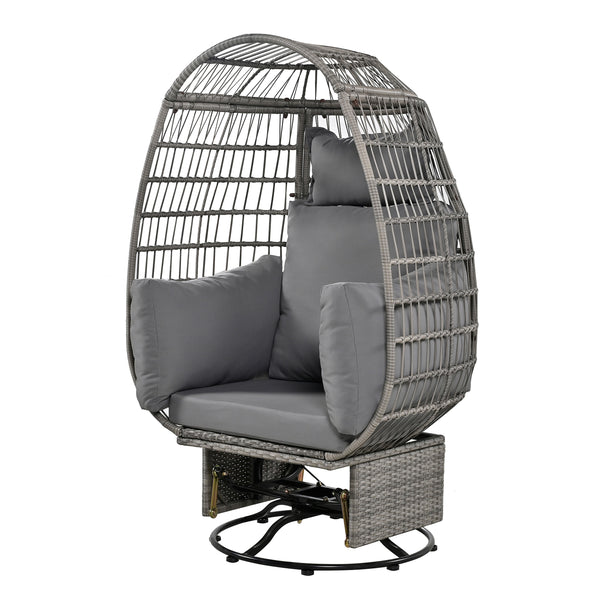 Grey Outdoor Swivel Egg Style Chair with Table