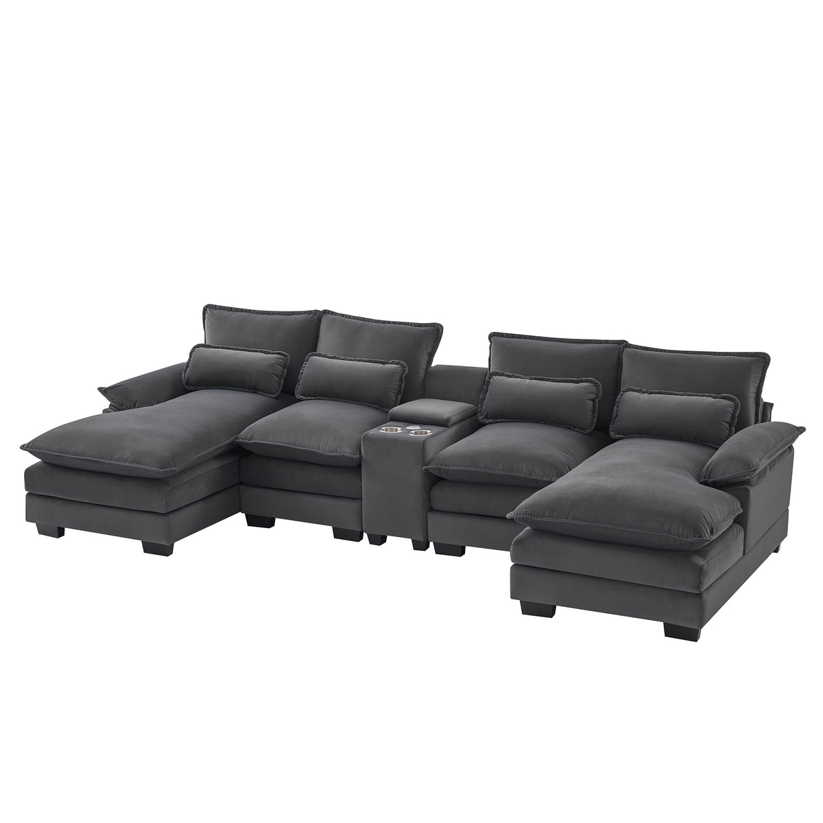 U-Shaped Sofa with Center Console