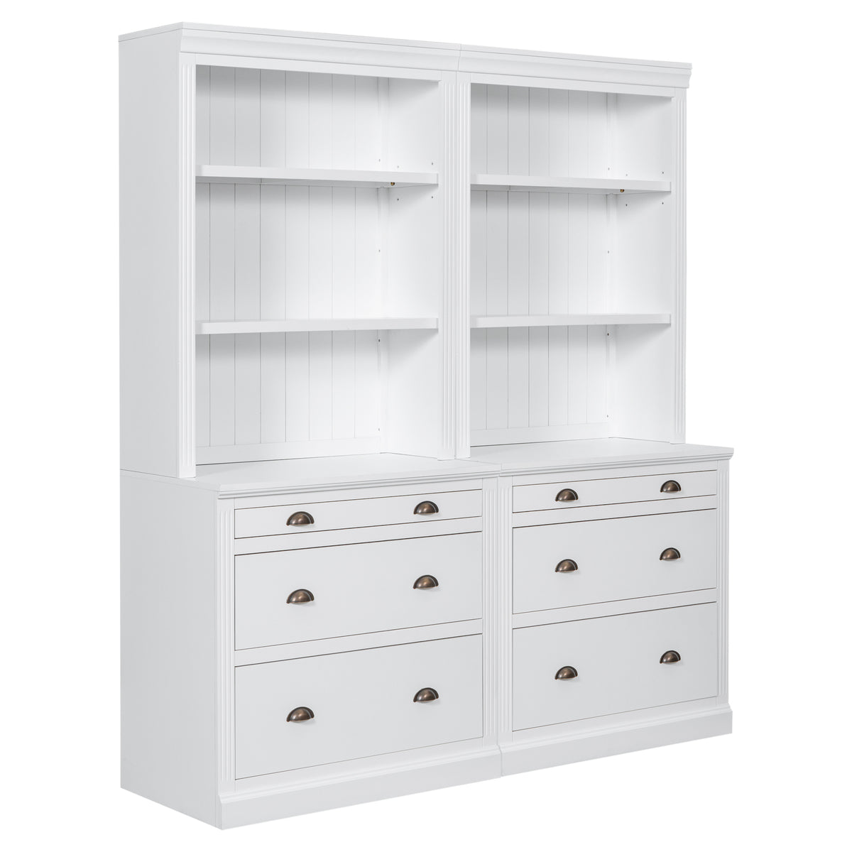 White Bookshelf with a Built in Look and Lights