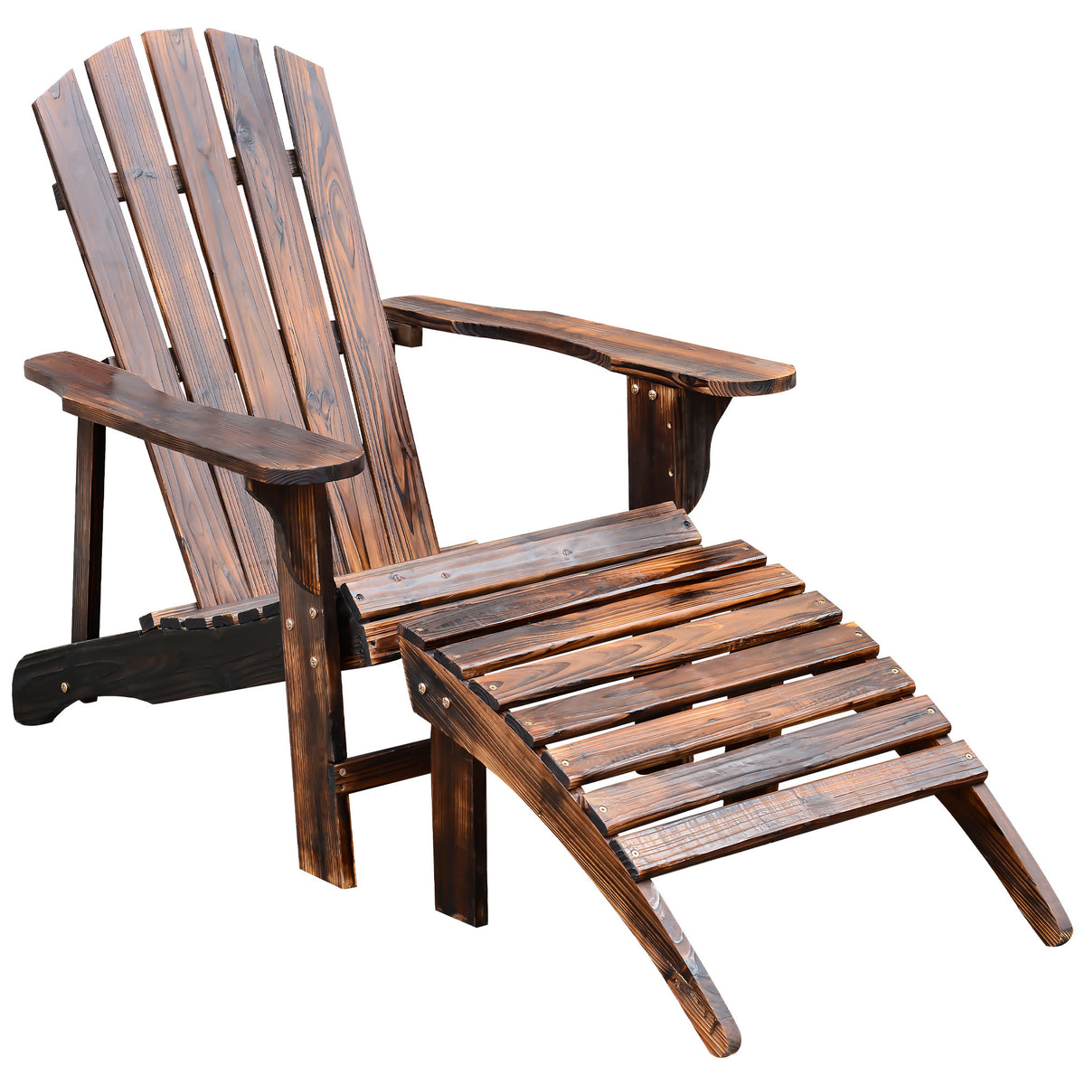 Wooden Adirondack Chair & Ottoman