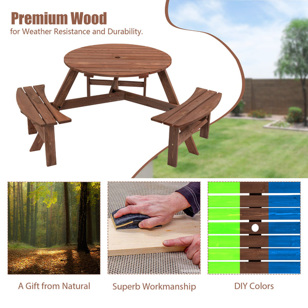 Wooden Picnic Table Circular