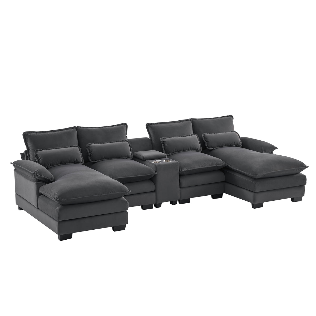 U-Shaped Sofa with Center Console