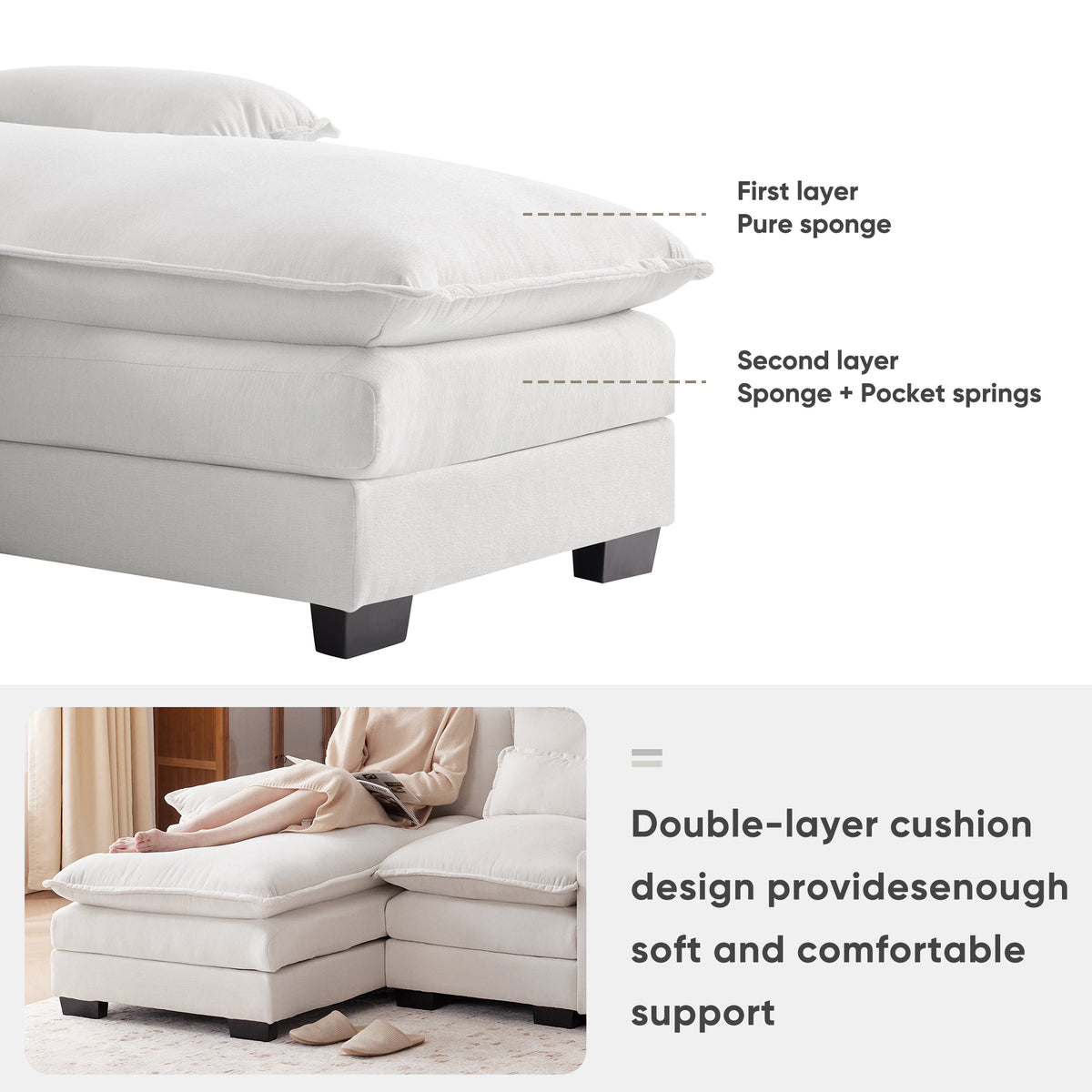 U-Shaped Sofa with Center Console