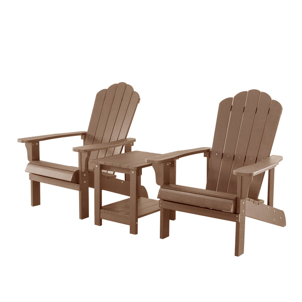 HIPS 3 Piece Adirondack Patio Set | Brown