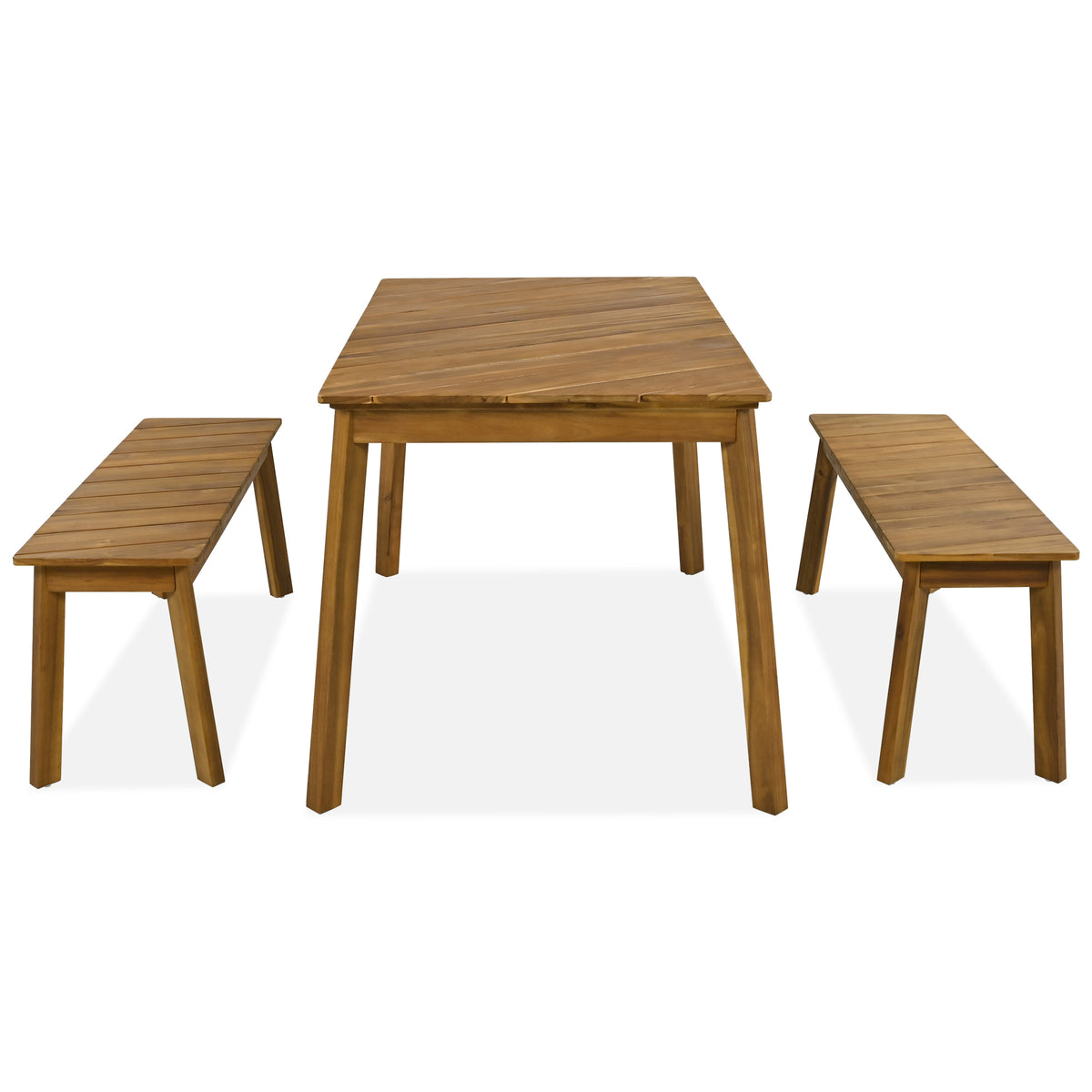 Outdoor Wooden Table and Bench Set 3-Pieces