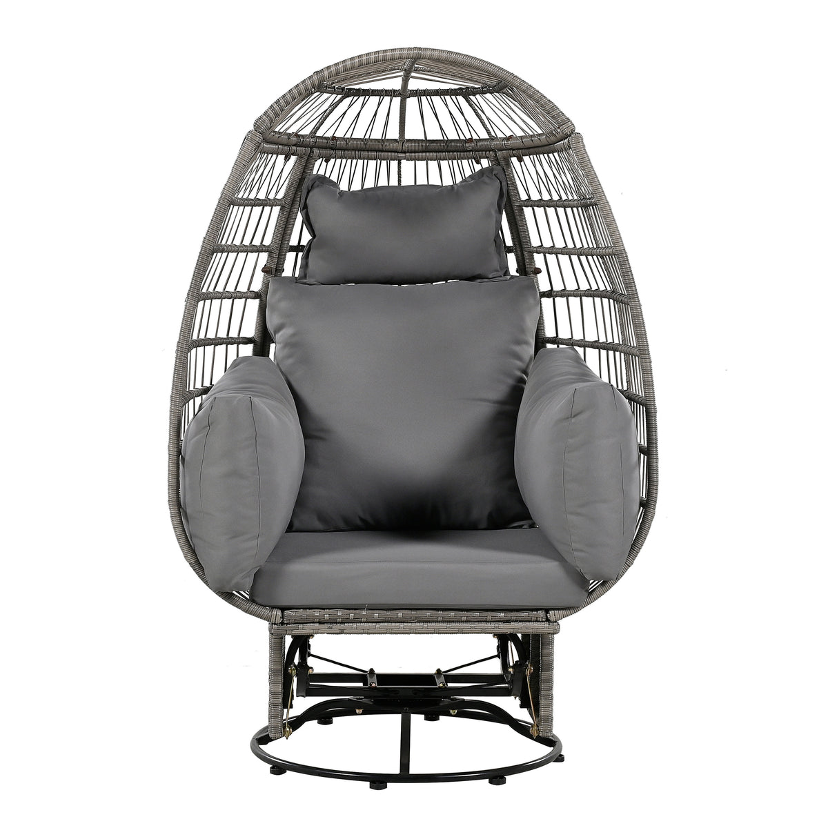 Grey Outdoor Swivel Egg Style Chair with Table