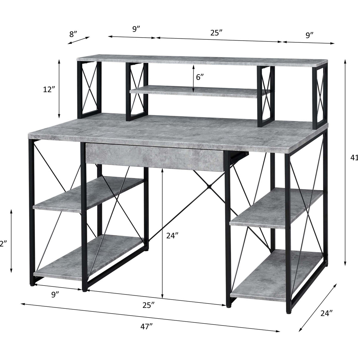 Faux Concrete Grey Desk