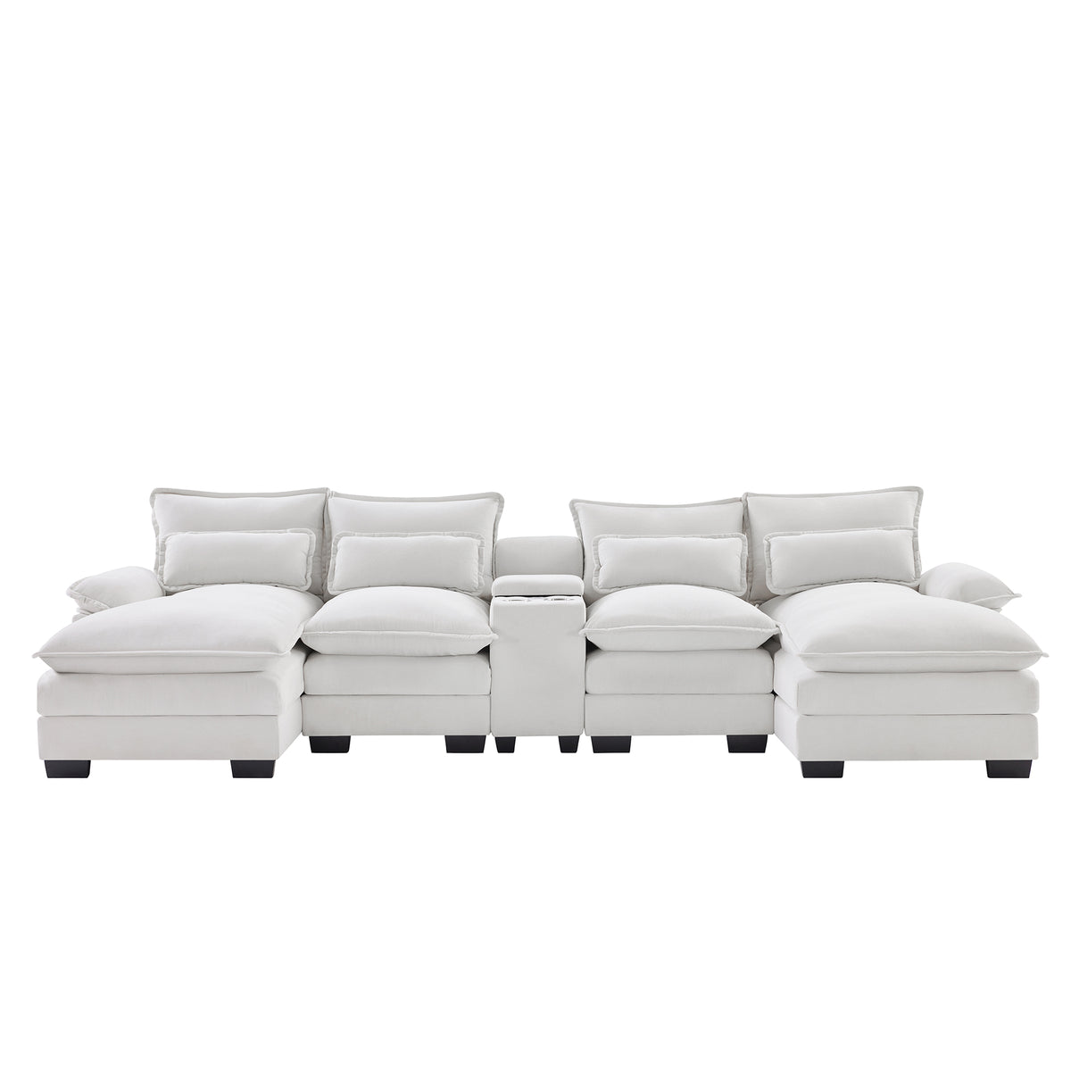 U-Shaped Sofa with Center Console