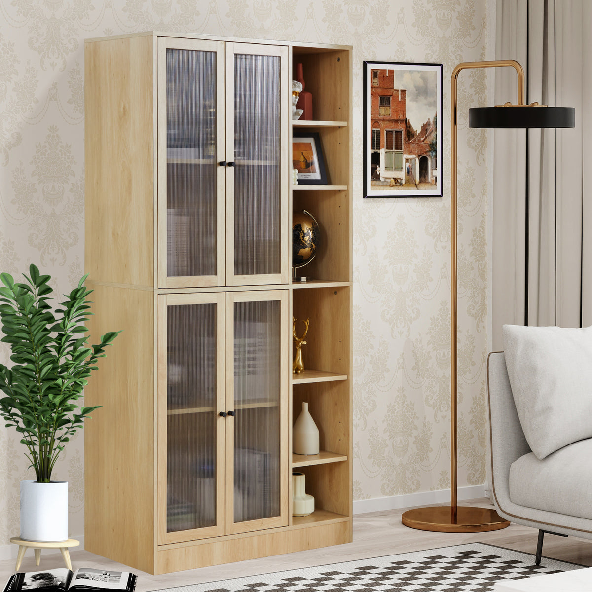 Natural wood finish cabinet