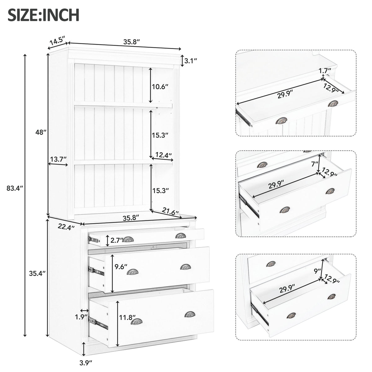 White Bookshelf with a Built in Look and Lights