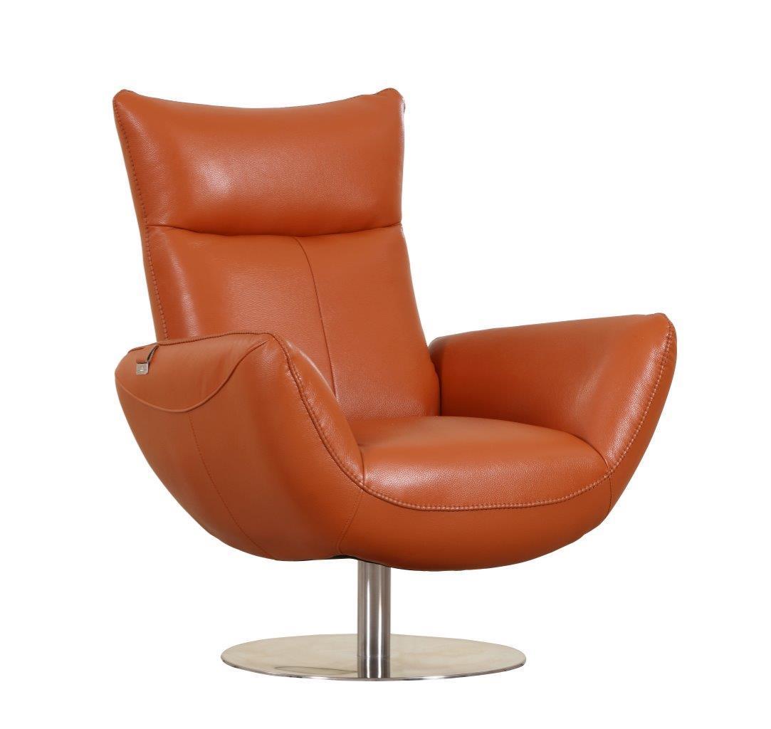 Global United 22" Modern Genuine Italian Leather Lounge Chair