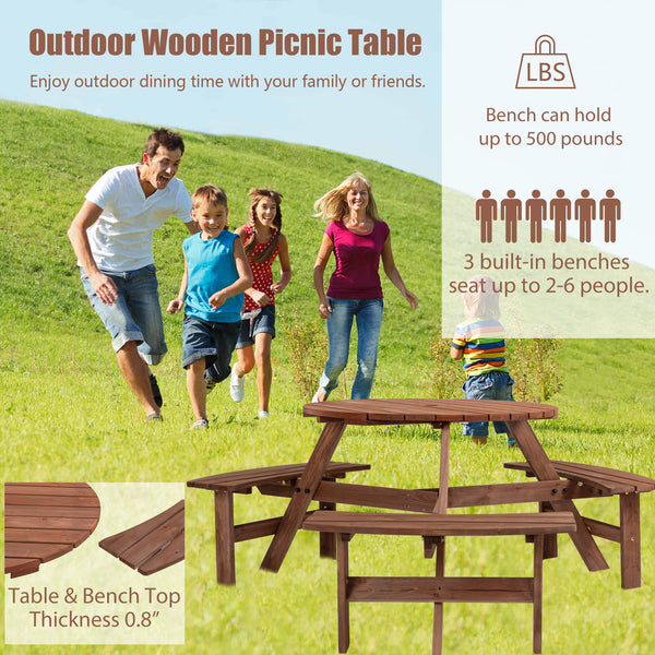 Wooden Picnic Table Circular