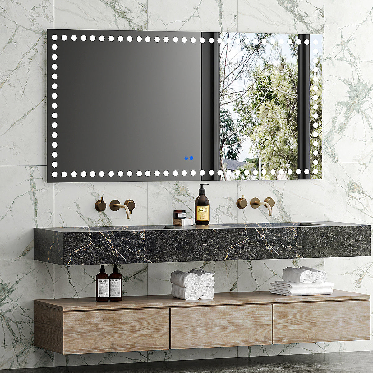 72X36 Led-Lit Bathroom Mirror with Dimmer Switch