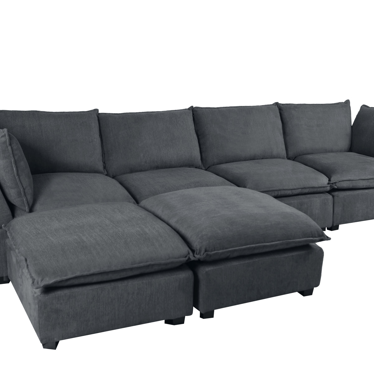 Tory Sectional Duck Down U-Shape Sofa & Ottoman