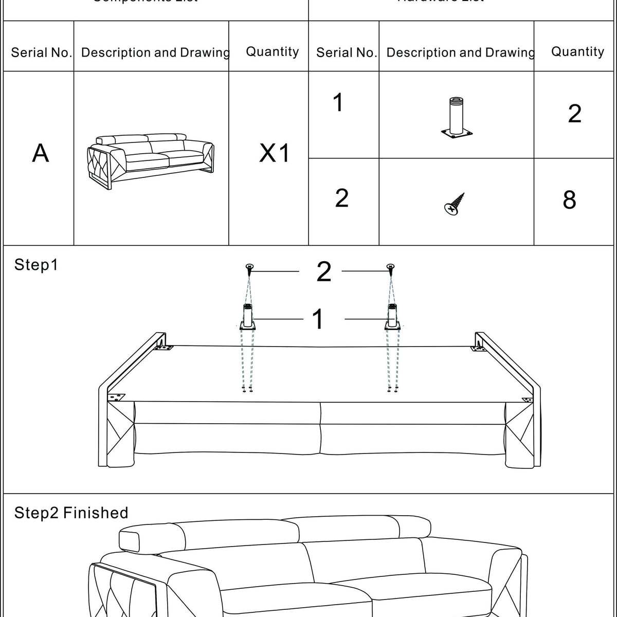 Global United Top Grain Italian Leather  Sofa