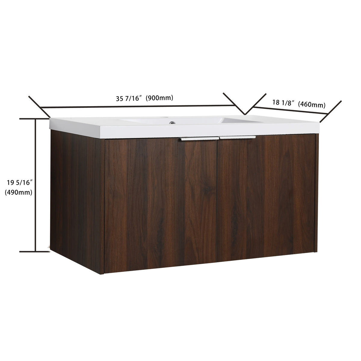 Modern Design 36 Inch Float Mounting Bathroom Vanity With Sink Soft Close Door,2 Doors-00636CAW(KD-Packing)