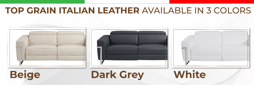 Global United Top Grain Italian Leather Loveseat with Power Recliner