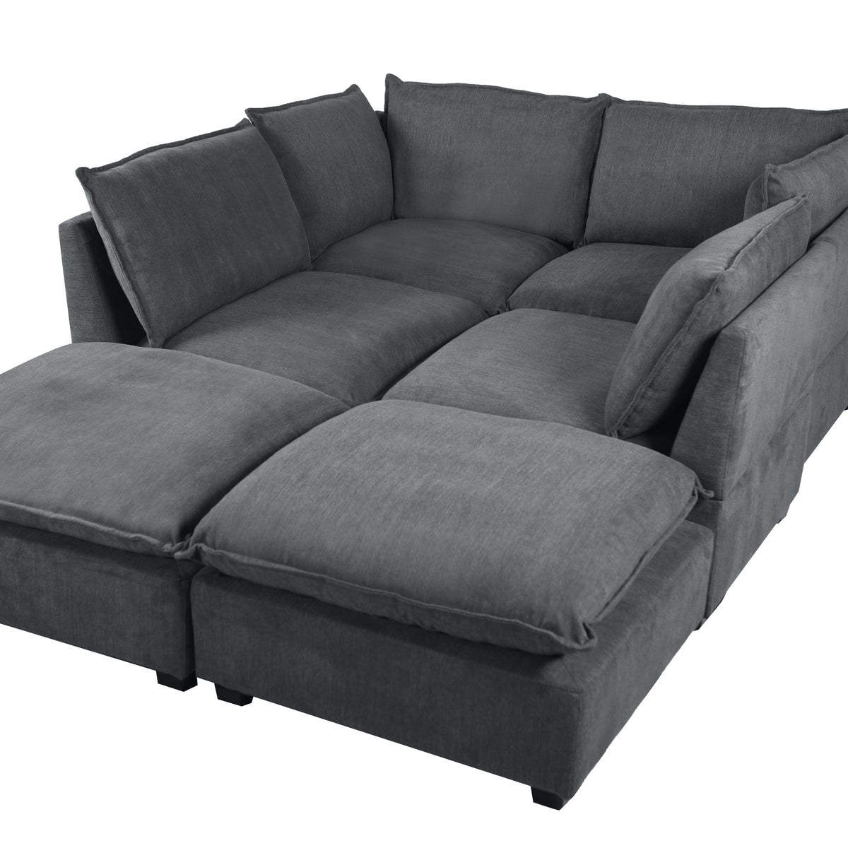 Tory Sectional Duck Down U-Shape Sofa & Ottoman