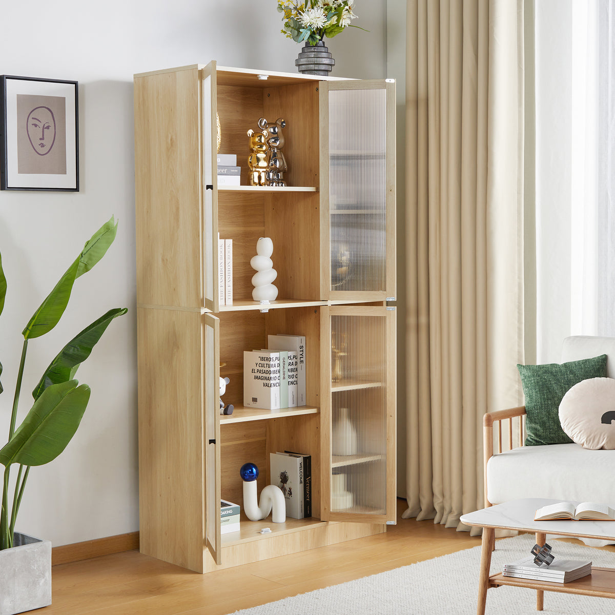 Natural wood finish cabinet